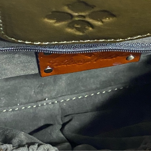 Patricia Nash Olive Green & Gold Embossed Leather Shoulder Bag - Picture 8 of 15
